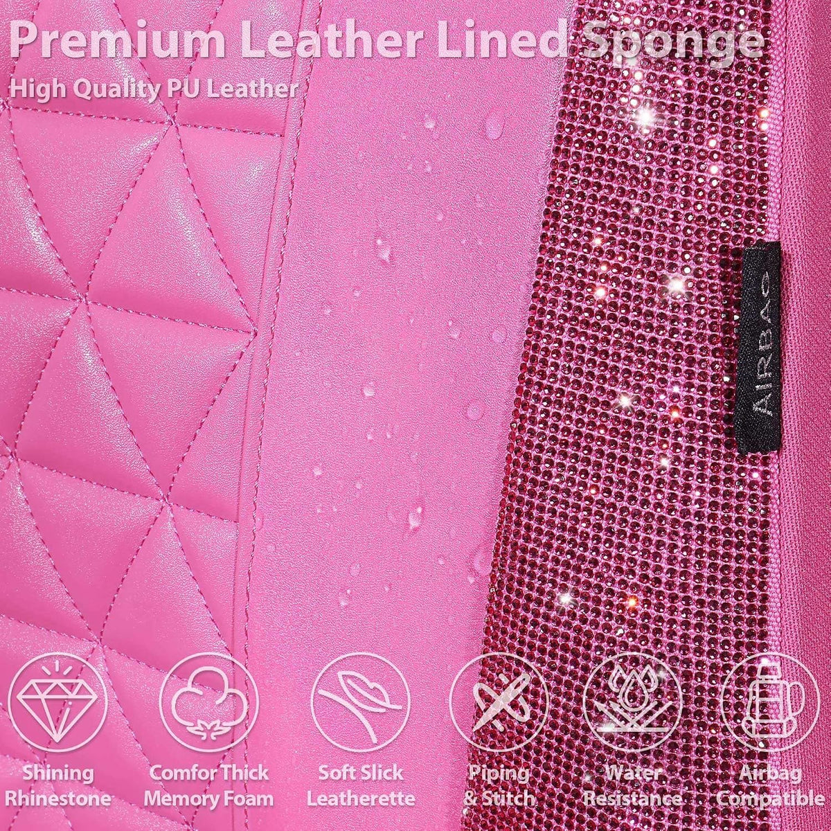 car pass hot pink bling diamond leather car, side view