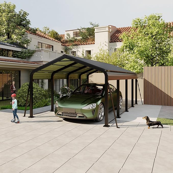 12x20 FT Metal Carport, Heavy Duty Car Port Canopy - Image 8
