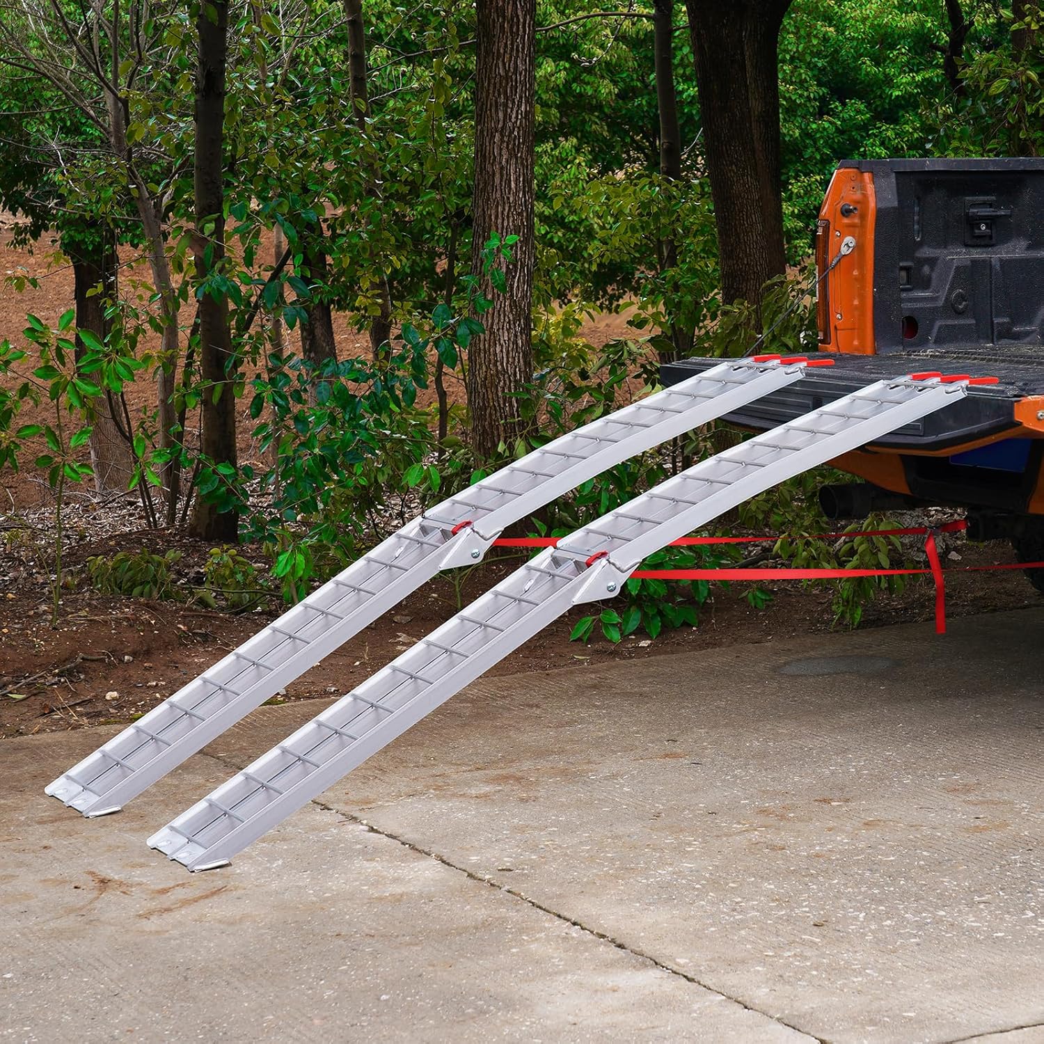 VEVOR 7.5ft Aluminum Ramps, 1500 lbs Folding Loading Ramps (2 pcs Set) for Pickup Trucks Bed, Trailers Ramp with Load Straps for Dirt Bike, UTV, ATV, Trucks, Lawn Mowers, Cargo Trailer, 89" L x 12" W