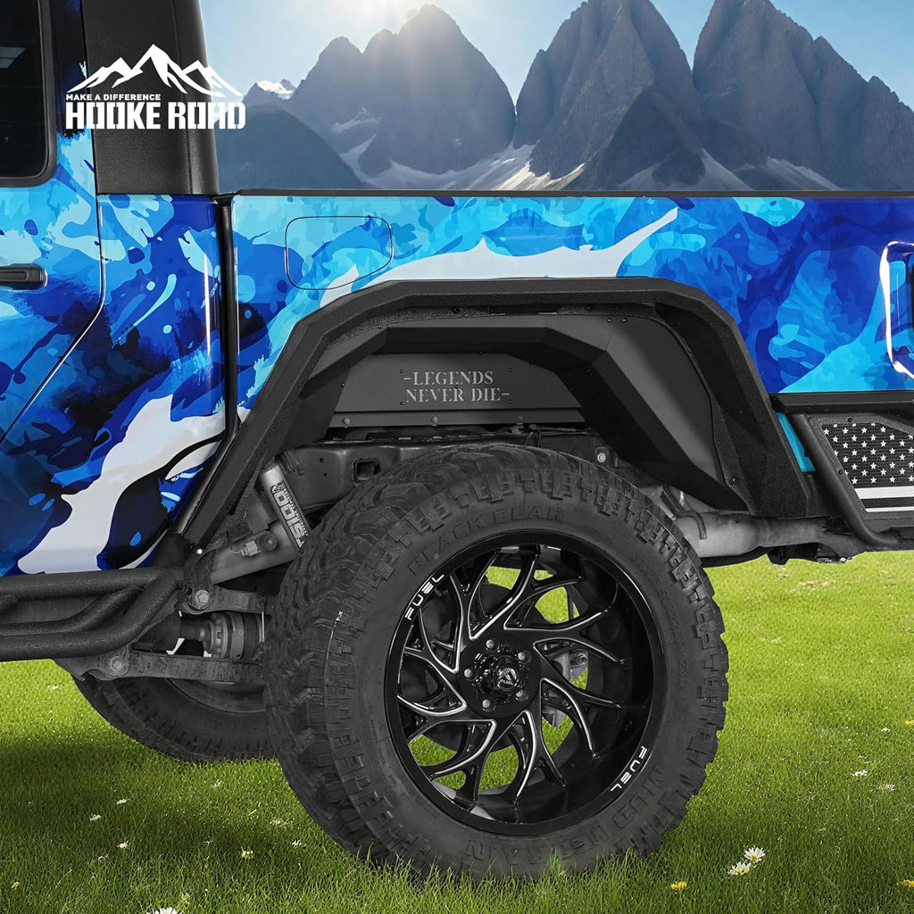 Hooke Road Gladiator JT Aluminum Rear Inner Fender Liners for 2020-2026 Jeep Gladiator JT 2/4 Doors, Legend Mud Guards Wheel Well Fenders - 2PCS