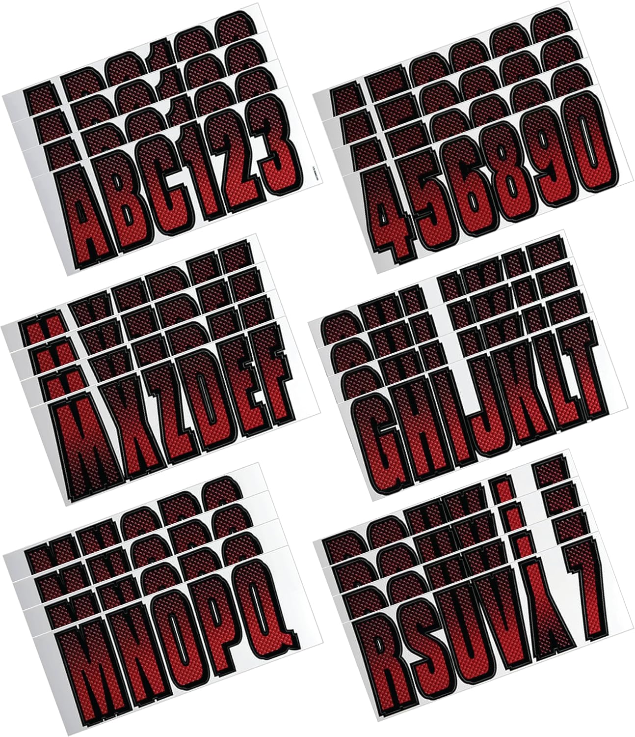 Hardline Products USA Series 300 Factory Matched Boat Registration Numbers - 3 Inch Red & Black Marine Lettering Kit - USCG Compliant, Fuel & Fade Resistant Vinyl Decals for Hulls & PWCs