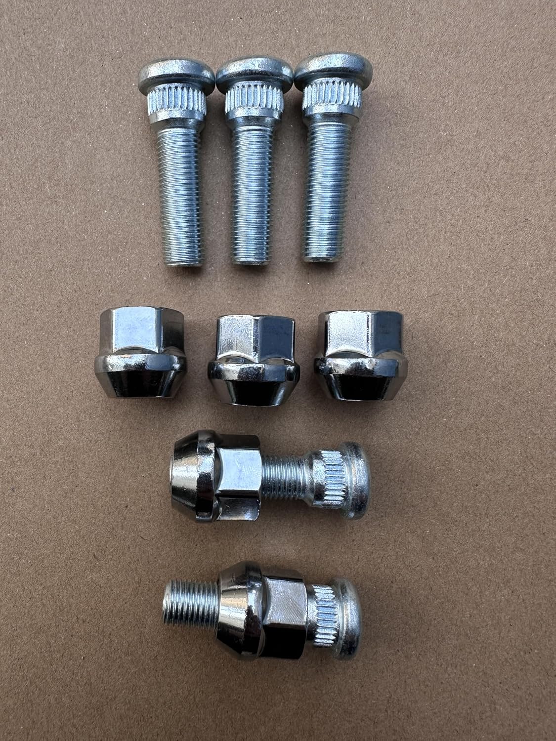 10PCS Serrated Wheel Stud Bolts 7/16-20 Thread 0.557 in. Knurl 1.71 in UHL Length with Lug Nuts Replacement for 610-156