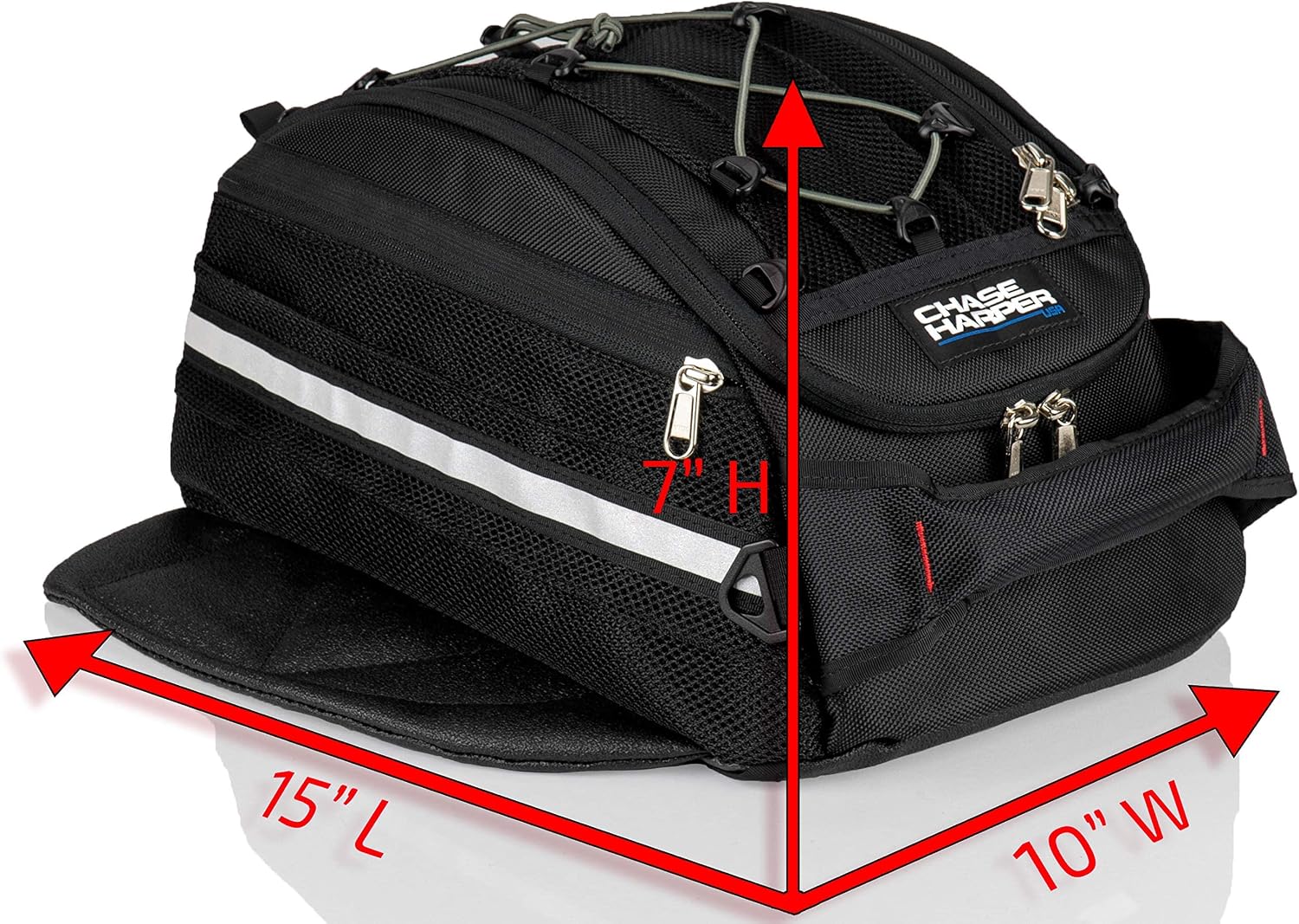 Chase Harper USA 540 Magnetic Tank Bag - Water-Resistant, Tear-Resistant, Industrial Grade Ballistic Nylon with Anti-Scratch Rubberized Bottom, Neodymium Magnets within Magnetic Wings – Black