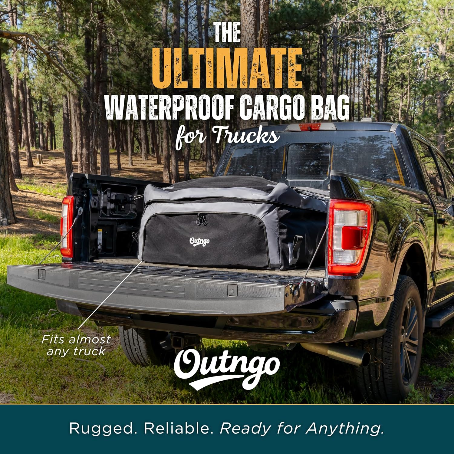 Truck Bed Cargo Bag-Waterproof Luggage Bag For Truck Bed 26 Cu. Ft Heavy-Duty PVC Truck Bed Waterproof Storage Fits Any Truck Size Dual Opening 4 Stretch Cord 2 Combination Lock (50"x40"x22")