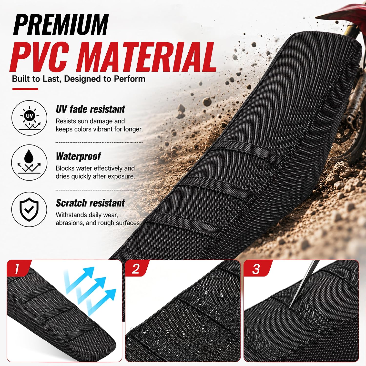 Seat Cover for Yozma IN10,Black Stripe Non-Slip Motorcycle Cushion Cover for Electric Dirt Bike Ebike Yozma in 10-Black