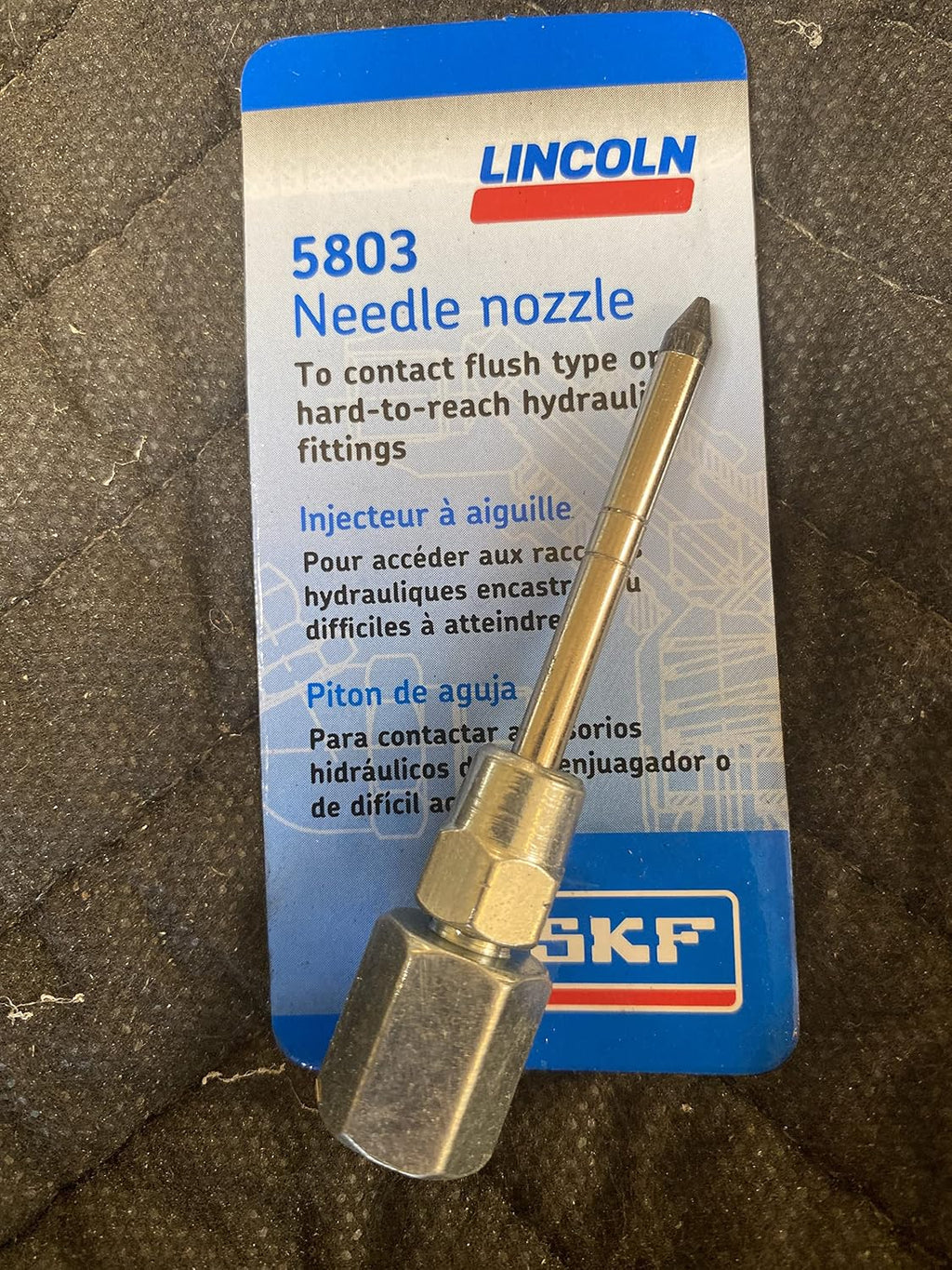 Lincoln 5803 Hand-held Grease Gun Needle Nozzle with Hardened Steel Tip, 1/8" Female NPT Thread, 2.76" Length, Used for Lubrication of Flush-Type or Hard-to-Reach Hydraulic Fittings