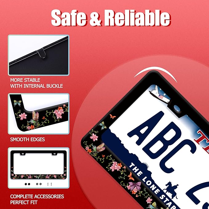 Colorful Butterfly License Plate Frame Beautiful Butterflies Flowers License - Image 2