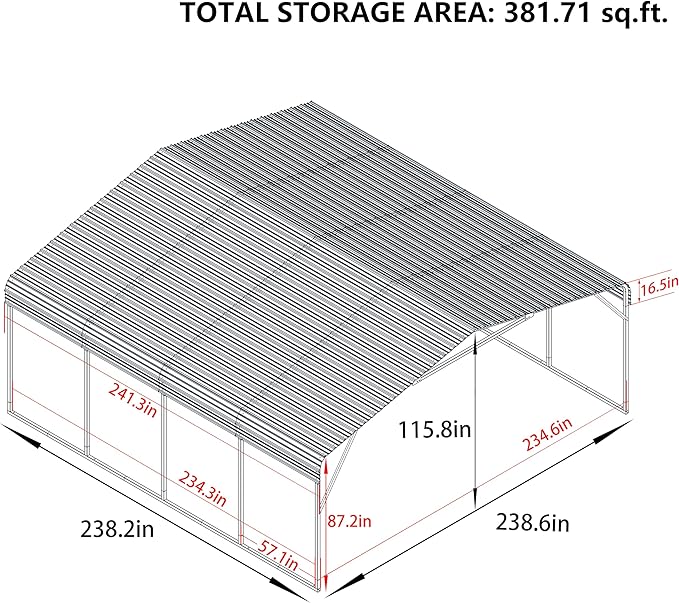 20x20 FT Heavy-Duty Carport - Image 2