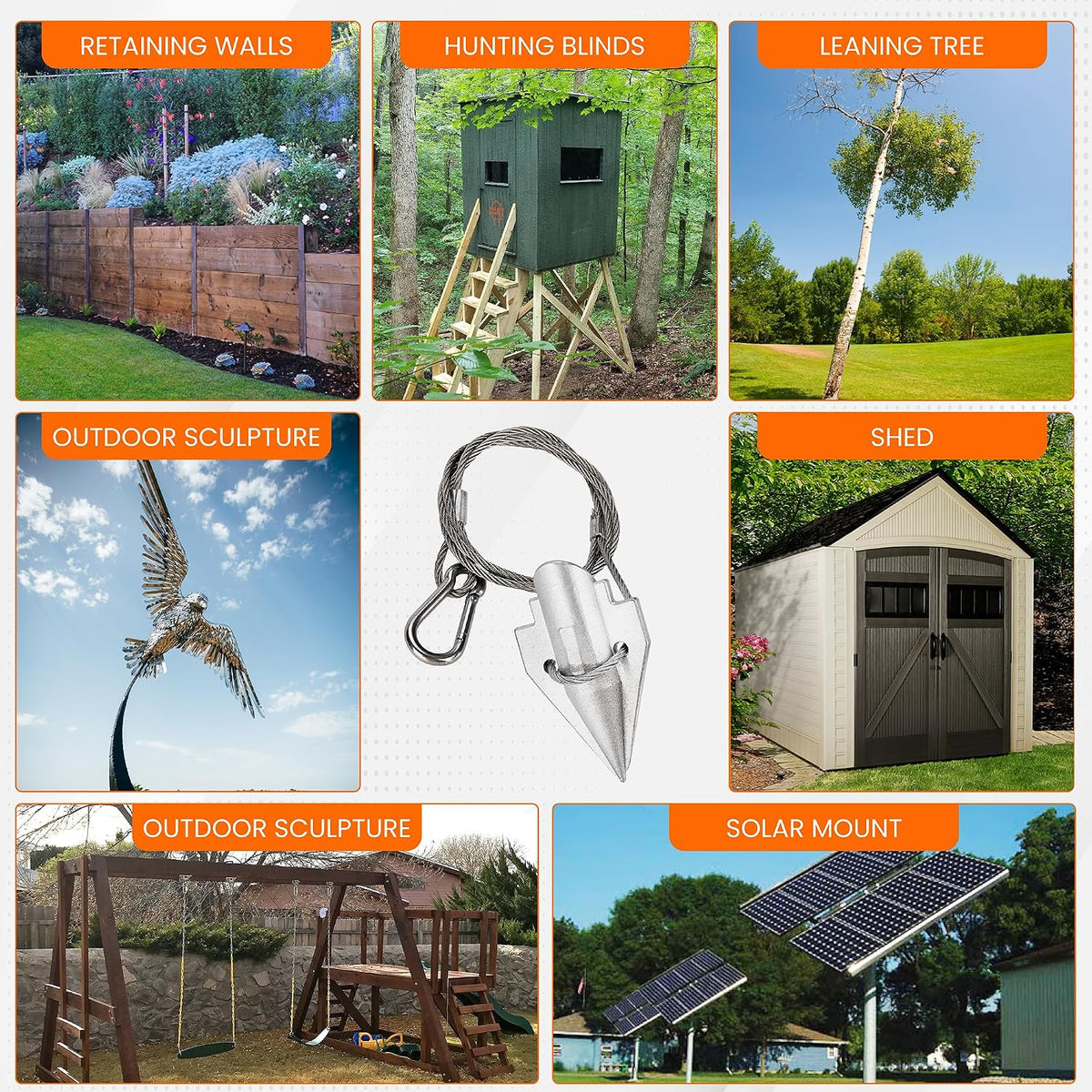 earth anchors 31" set of 4 with installation, package contents