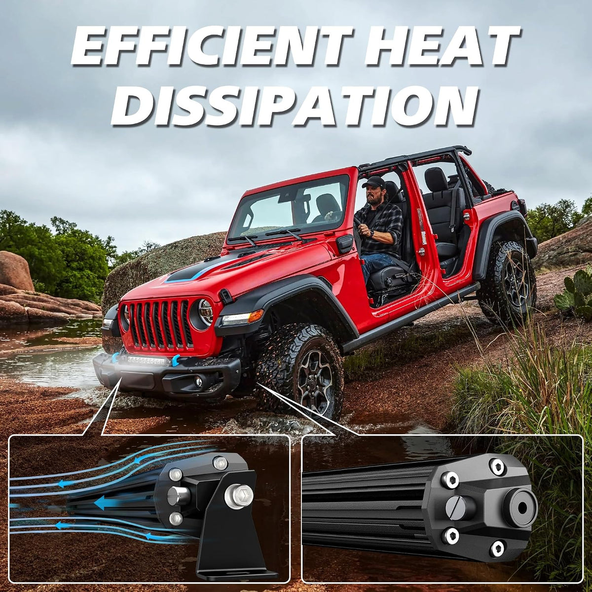 4wdking slim led light bar 12 inch spot, close-up detail