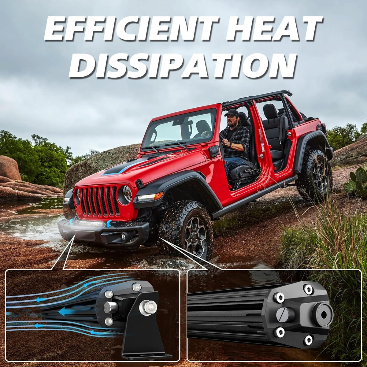 4wdking slim led light bar 22 inch spot, close-up detail