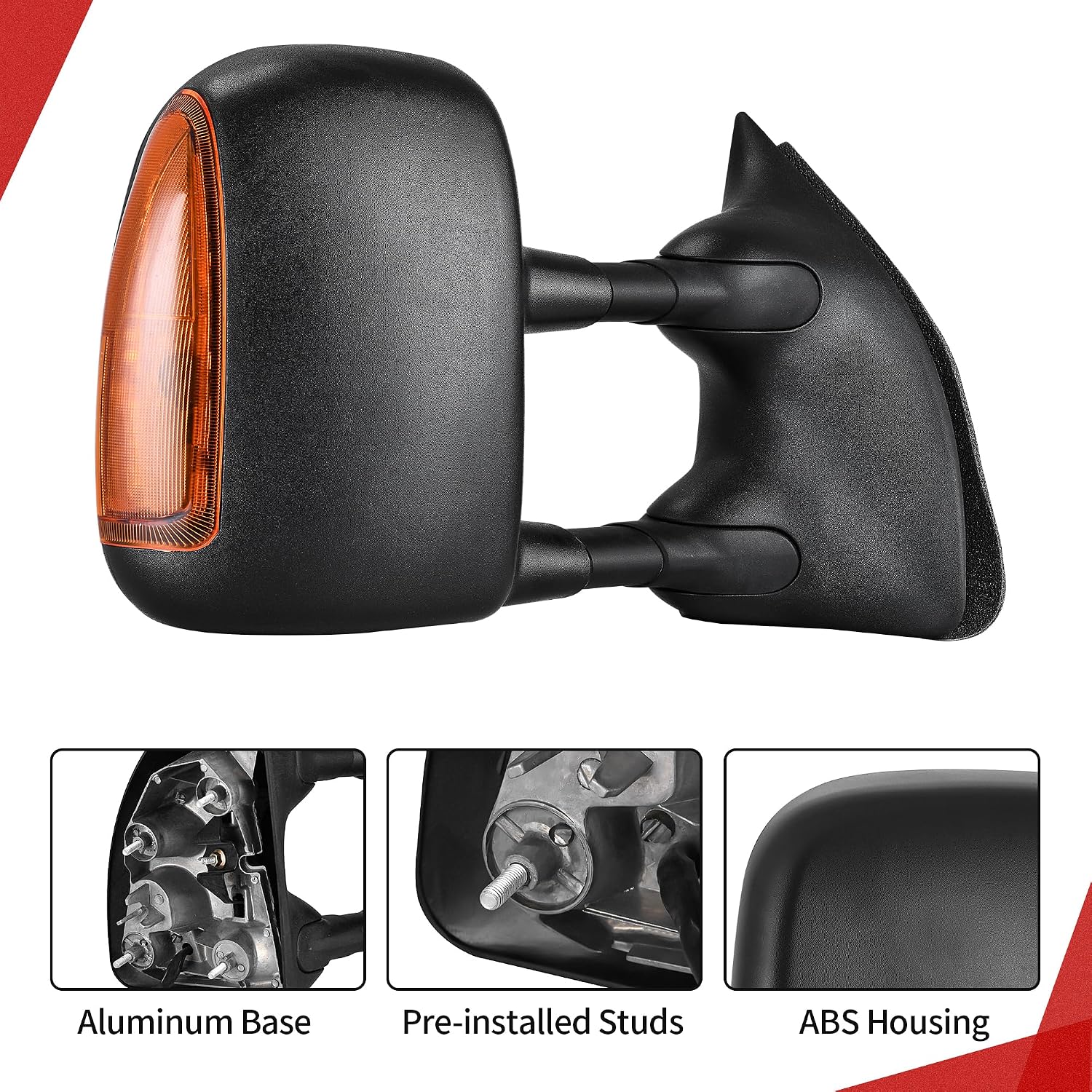 YITAMOTOR Right Side Towing Mirror Compatible with 1999-2007 F250 F350 F450 F550 Super Duty, 2001-2005 Excursion Power Heated Manual Telescoping Folding Passenger Mirror with Turn Signal