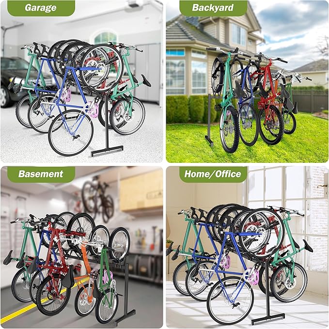 5 Bikes Floor Stand, Adjustable Bicycle Parking Rack - Image 8