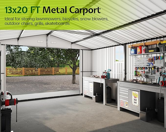Jocisland 13.2x20.7x8 FT Heavy Duty Carport, Metal carport - Image 4