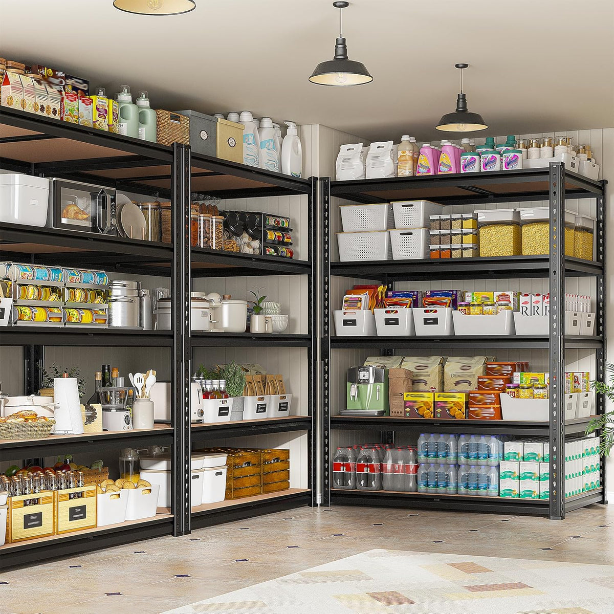 reibii 2 pack garage shelving, 2400lbs each,heavy duty on a desk or shelf