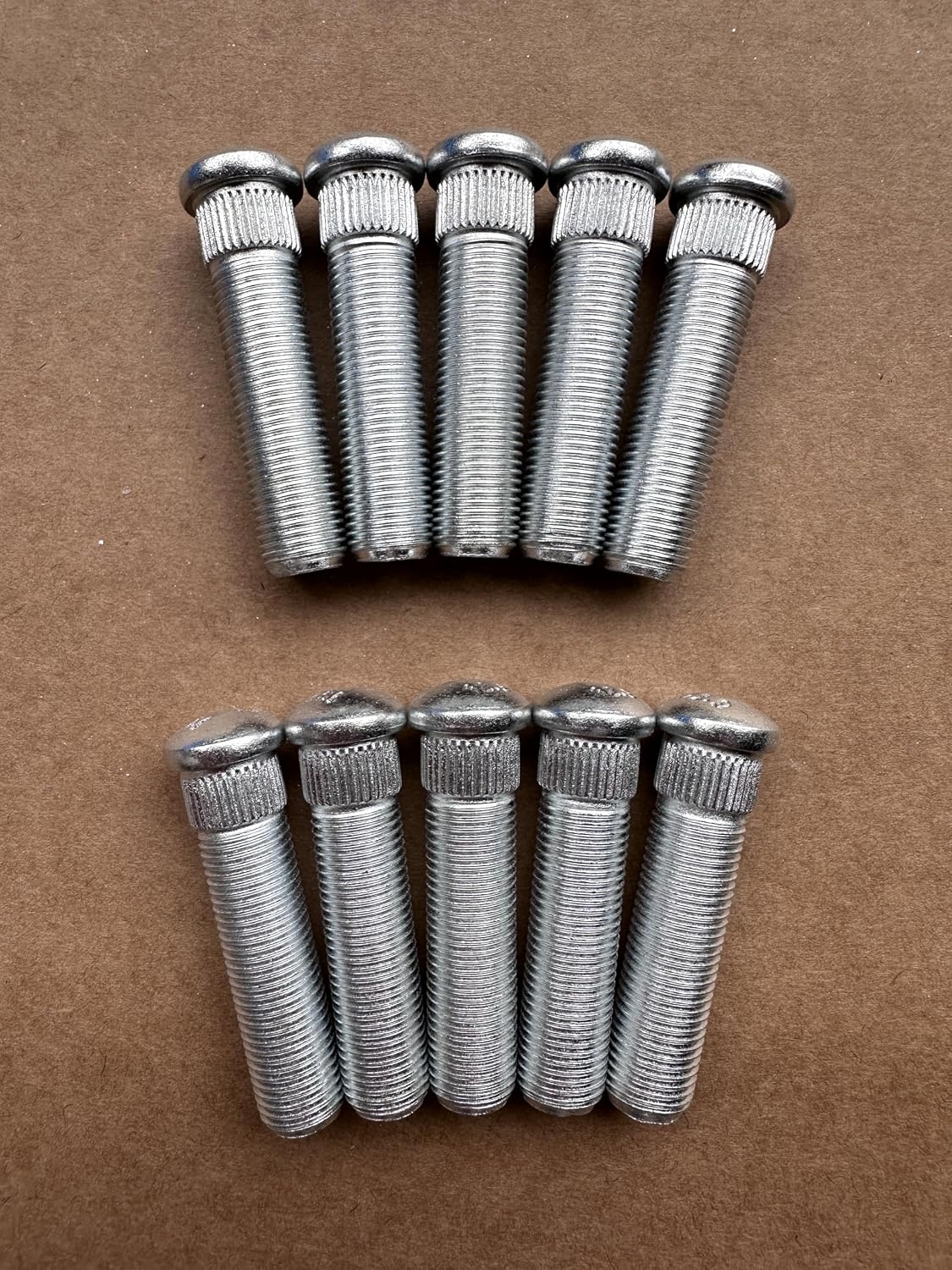 10PCS 1/2" Extended Longer Than Stock Serrated Wheel Stud Bolts Thread 1/2-20 - .535 in. Knurl, 2 in. Length Replacement for Chevrolet Buick Cadillac GMC Pontiac Oldsmobile