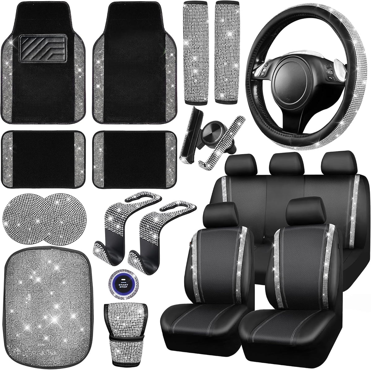 car pass 23 pcs bling diamond car accessories, main product view