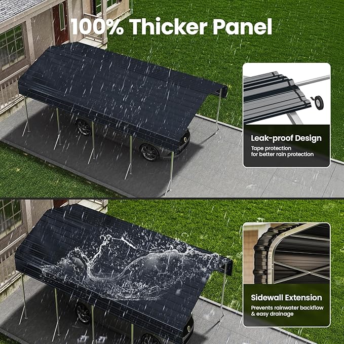 12x20' Heavy Duty Metal Carport – Sturdy Structure, All-Weather Protection - Image 4