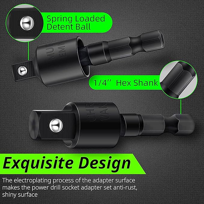 105 Degree Right Angle Drill Adapter Set, 1/4-1/2 Inch Socket Adapters - Image 6