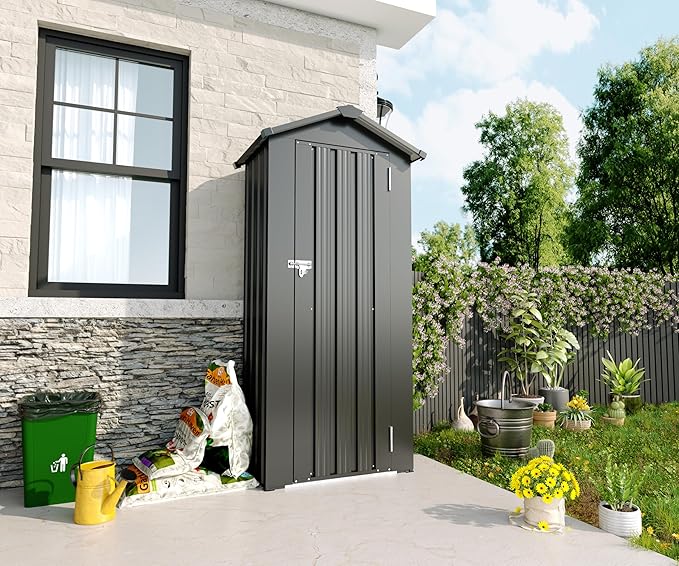 2.5x1.4 FT Outdoor Storage Shed, Small Metal Garden Shed - Image 2