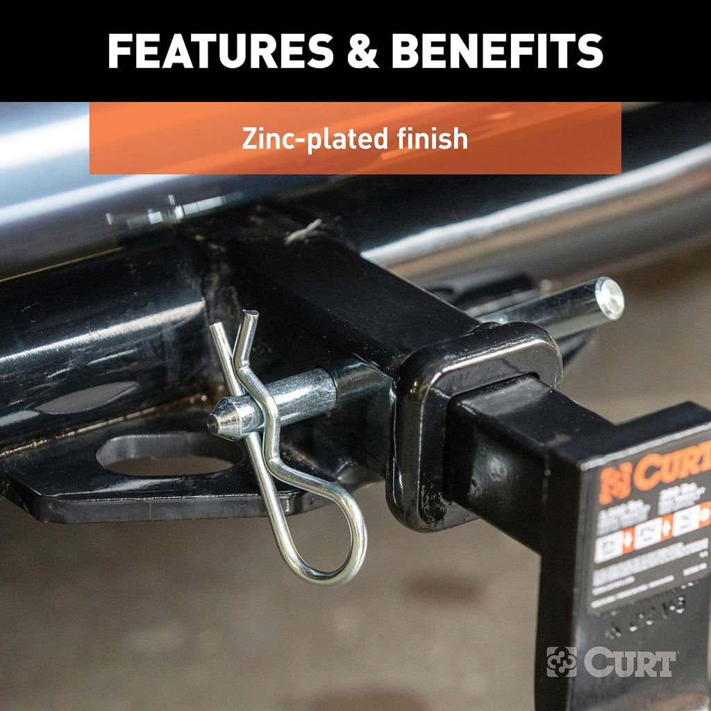 CURT 21502 Trailer Hitch Pin & Clip, 1/2-Inch Diameter with 5/8-Inch Adapter, Fits 1-1/4 or 2-Inch Receiver