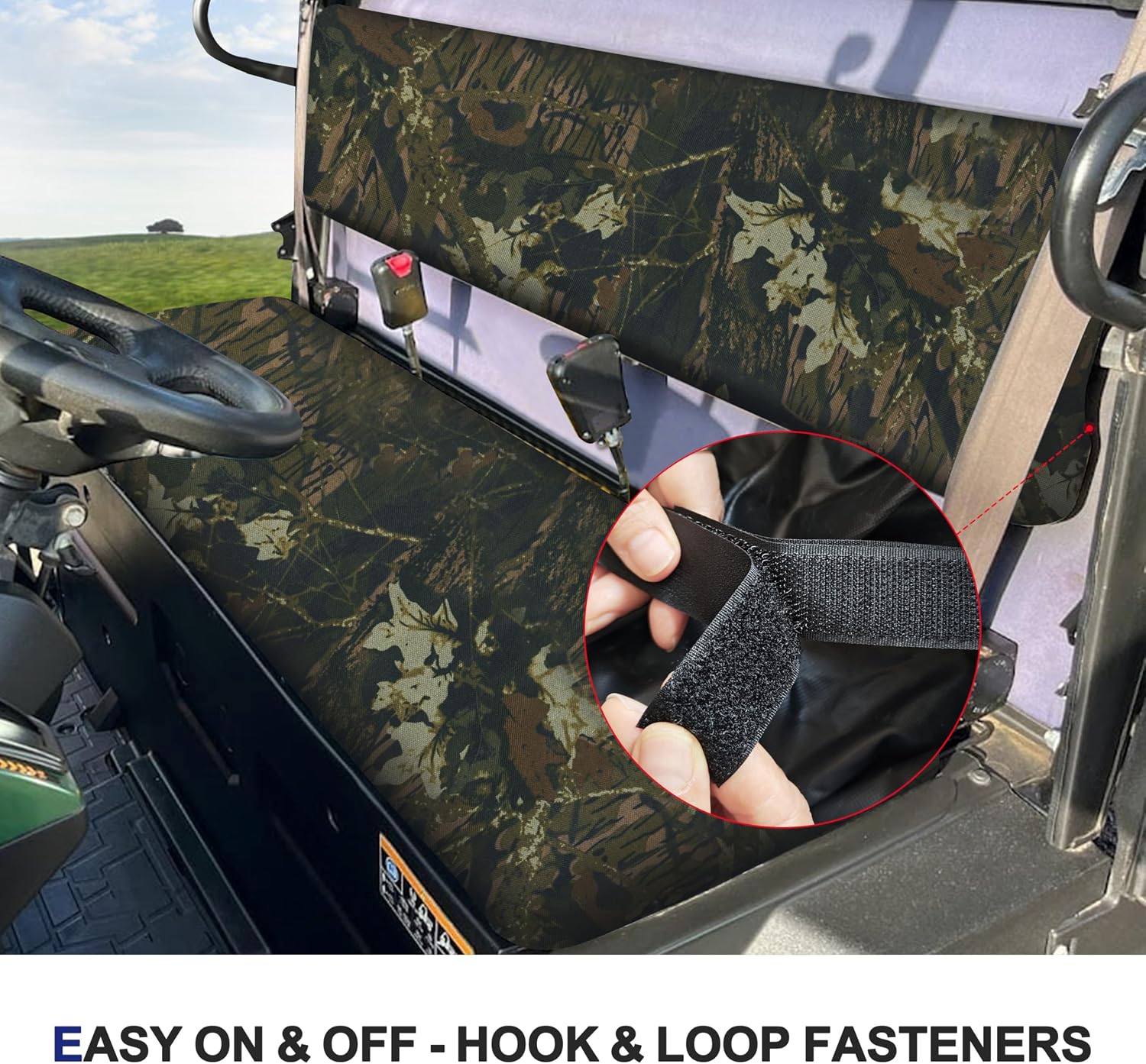 ZIDIYORUO Mule PRO Seat Covers Compatible with Kawasaki Mule PRO-FXT DXT FX DX 2015-2023 |Waterproof Coating UTV Bench Seat Covers | Sold in One Set, OEM Fit (KAF080-039) (Camo)
