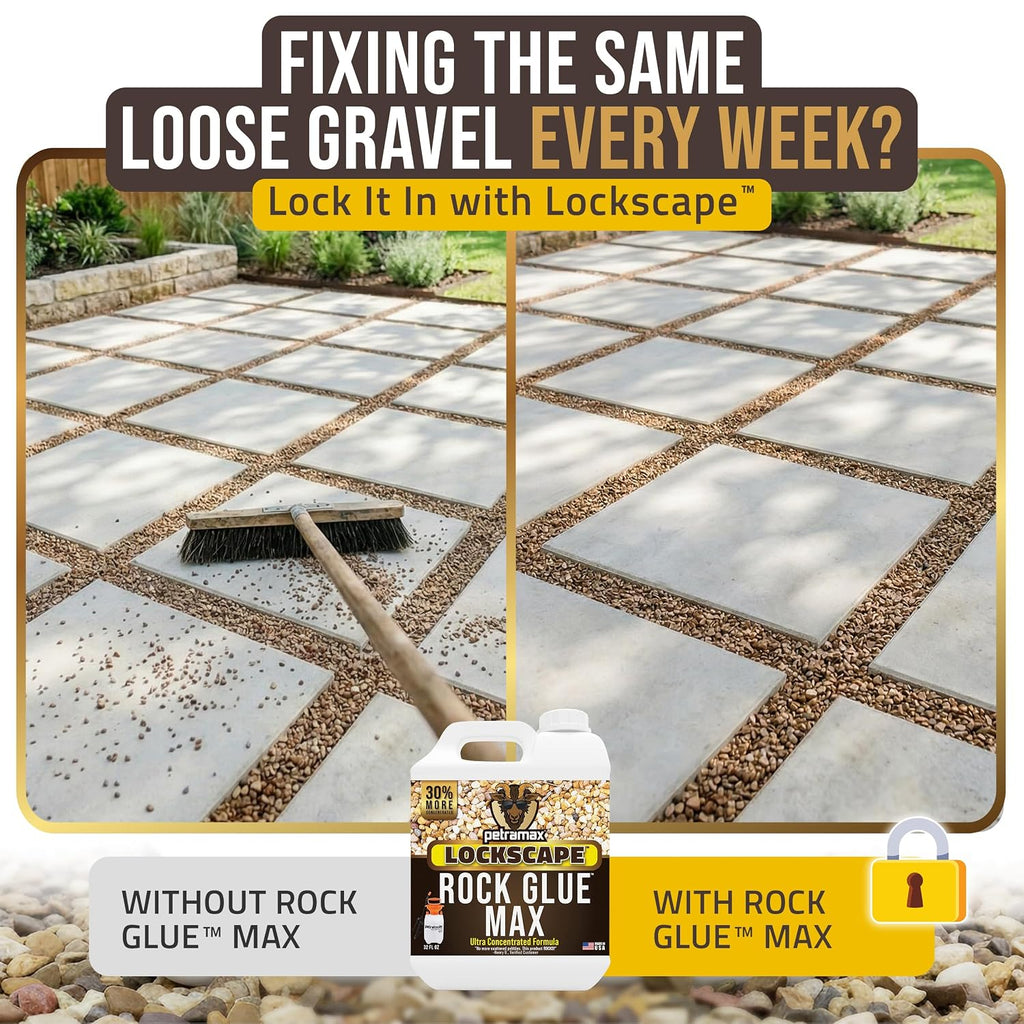 petra max rock glue for landscaping, pet-safe & shown in use