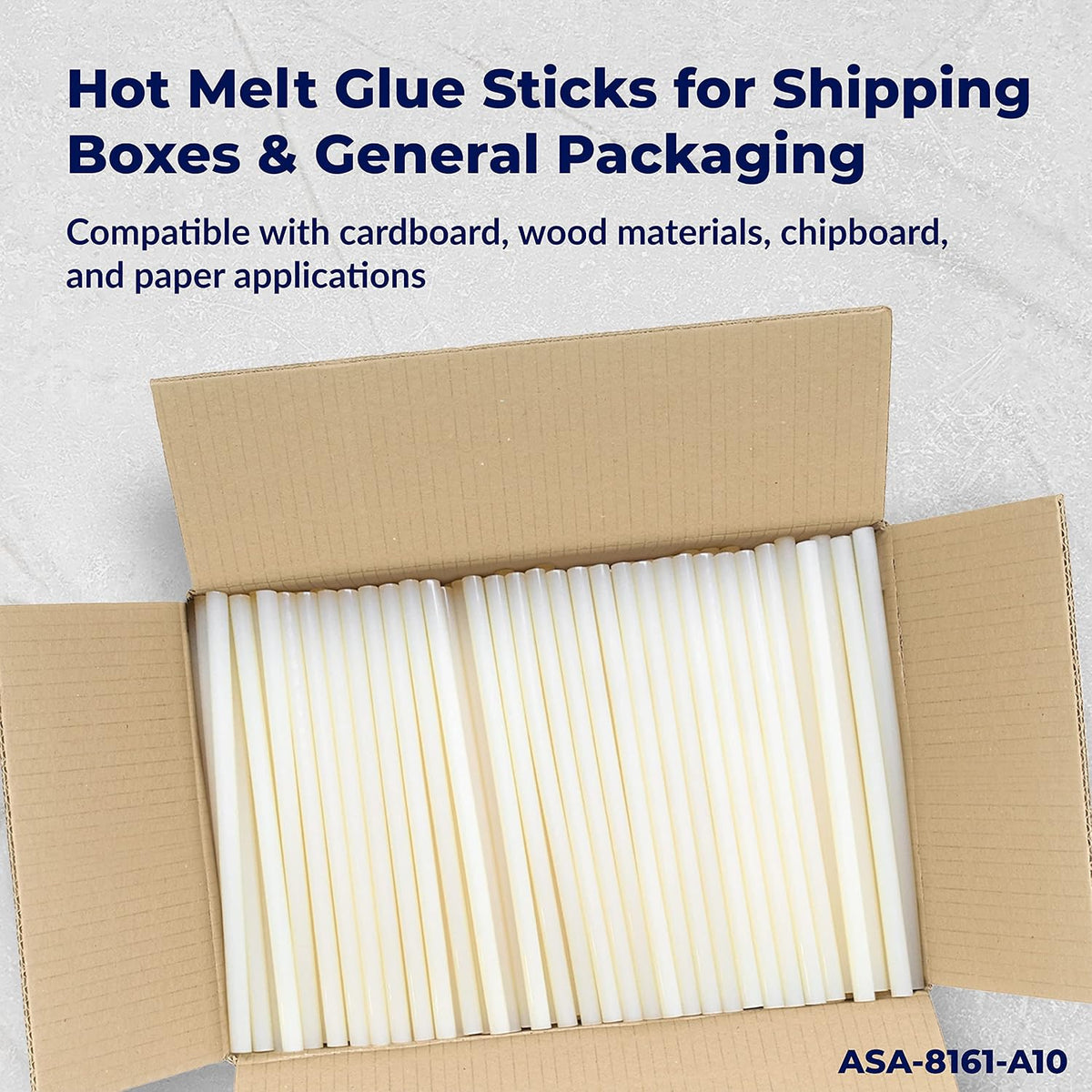 asa hot glue sticks 7/16" x 10" full on a desk or shelf