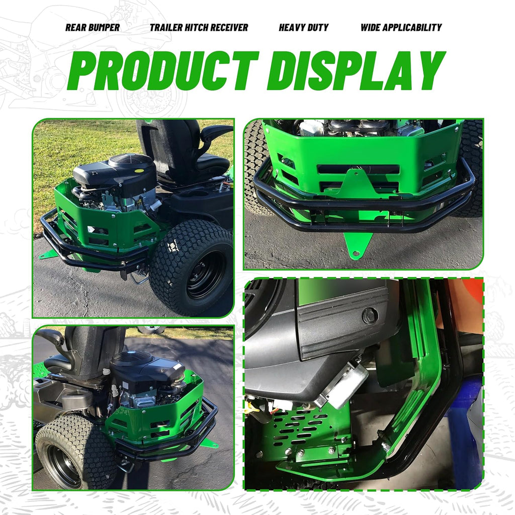 WUTIST Rear Bumper Trailer Hitch Kit Compatible with John Deere Zero-Turn Mowers Z235 Z255 Z335E Z335M Z345M Z345R Z355E Z355R Z365R Z375R Steel Black+Green