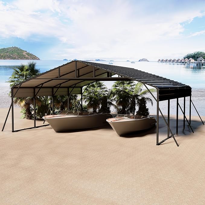 20 x 20 FT Metal Carport with Galvanized Steel Roof, Heavy Duty Metal Roof - Image 6