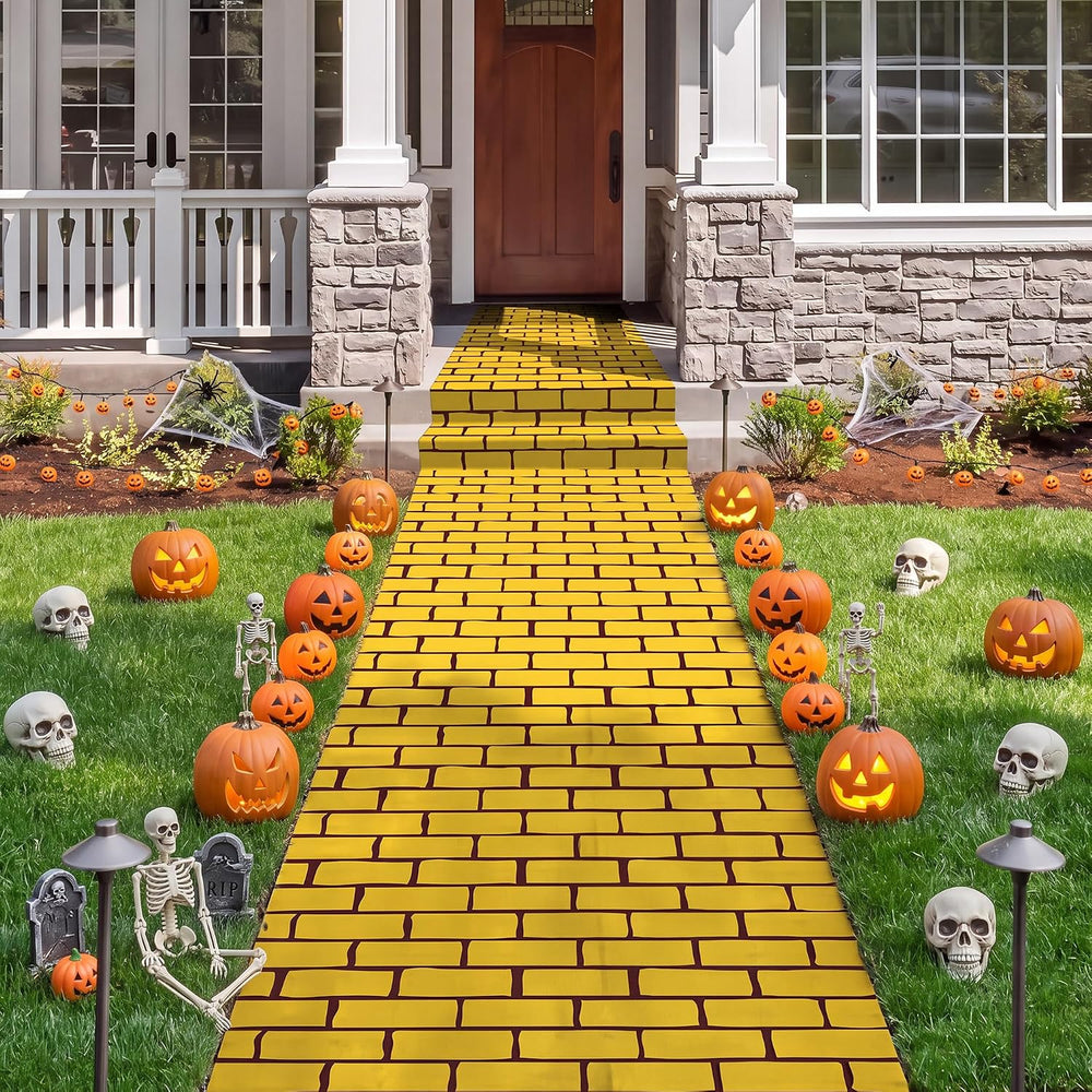 Aneco 120 Ft x 54 Inch Yellow Brick Road Tablecloth Roll with Cutter Box Disp...