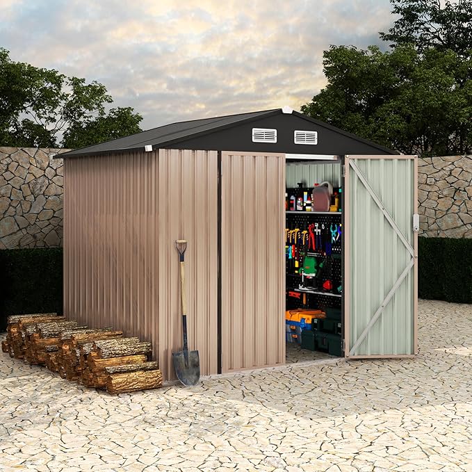 6x8 FT Metal Storage Sheds Outdoor, Metal Tool Shed by RELJOFUM