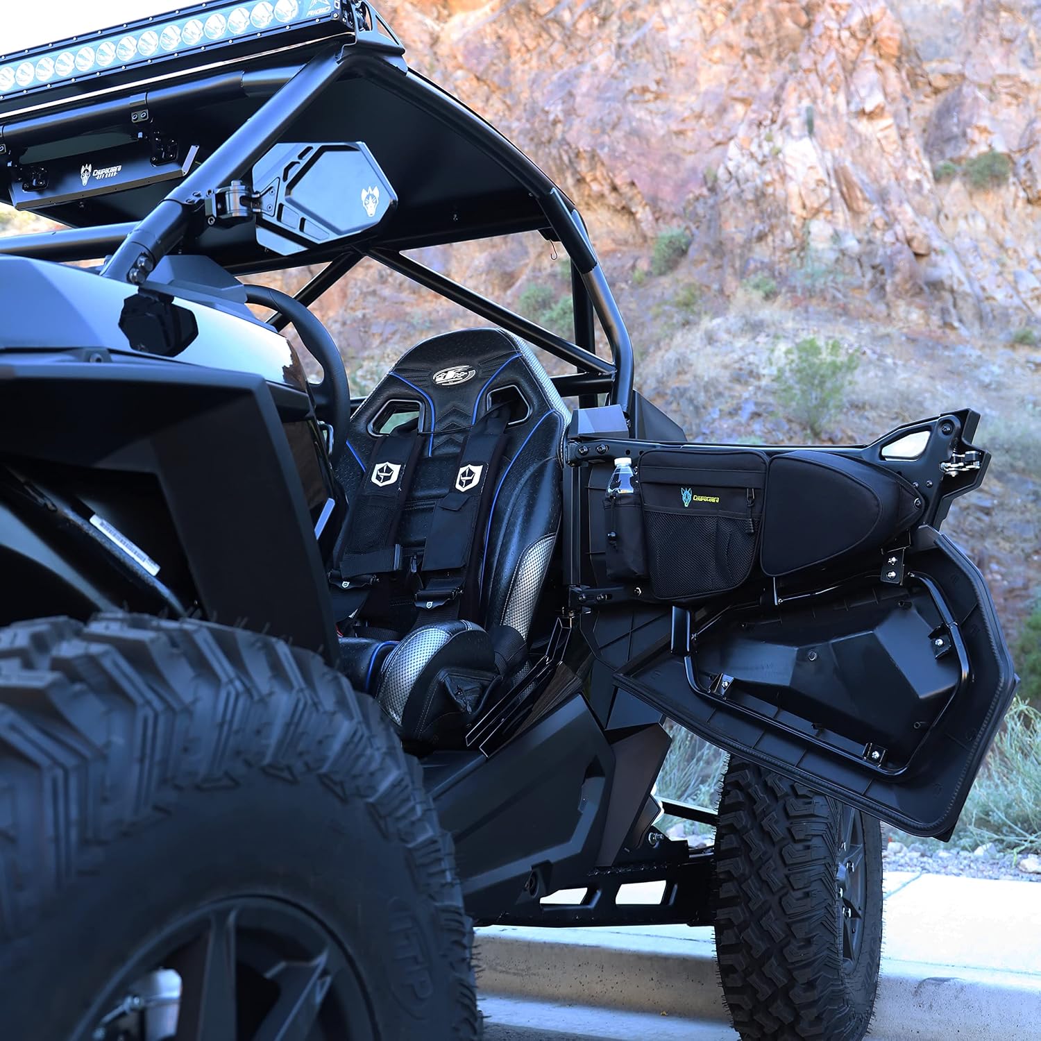 RZR Side Door Bags, Chupacabra Offroad Front Door Side Storage Bag Set w/Knee Pad for 2014 2015 2016 2017 2018 2019 2020 Polaris RZR XP Turbo Turbo S 1000 S900 (Install Video Included)