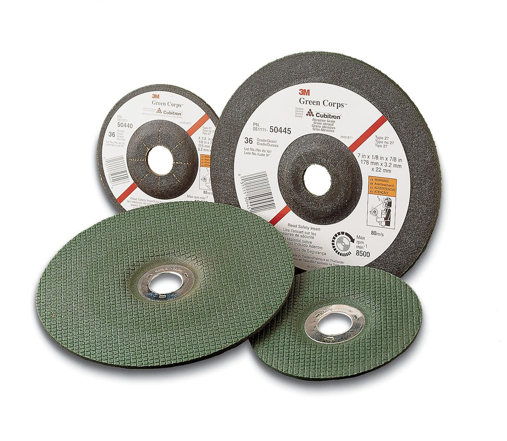 3m green corps depressed center grinding wheel, 24 shown in use