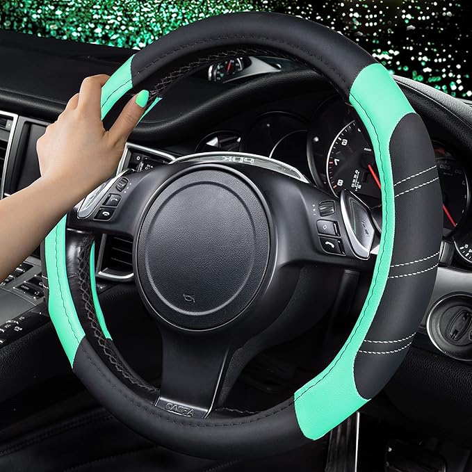 CAR PASS Line Rider Microfiber Leather Sporty Steering Wheel Cover Universal - Image 2