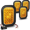 TRUE MODS 4pc Amber 5x3 3x5 Inch Rectangle LED Trailer Tail Light Kit [DOT FMVSS 108] [SAE I6 P P2] [Grommets/Plugs] [Submersible] [Stop Turn Tail Park] [24 LED] Brake Lamp Tow Truck 80" Wide Trailer
