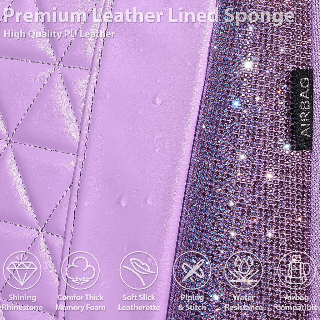 car pass light purple bling diamond leather car showing dimensions