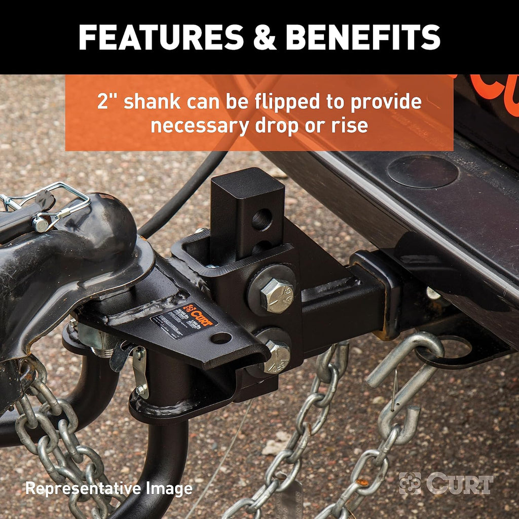 CURT 17063 Round Bar Weight Distribution Hitch with Sway Control, 2" Shank, 2-5/16" Ball, 10,000-14,000 lb GTW, 1,000-1,400 lb TW, Integrated Lubrication for Travel Trailers and Campers