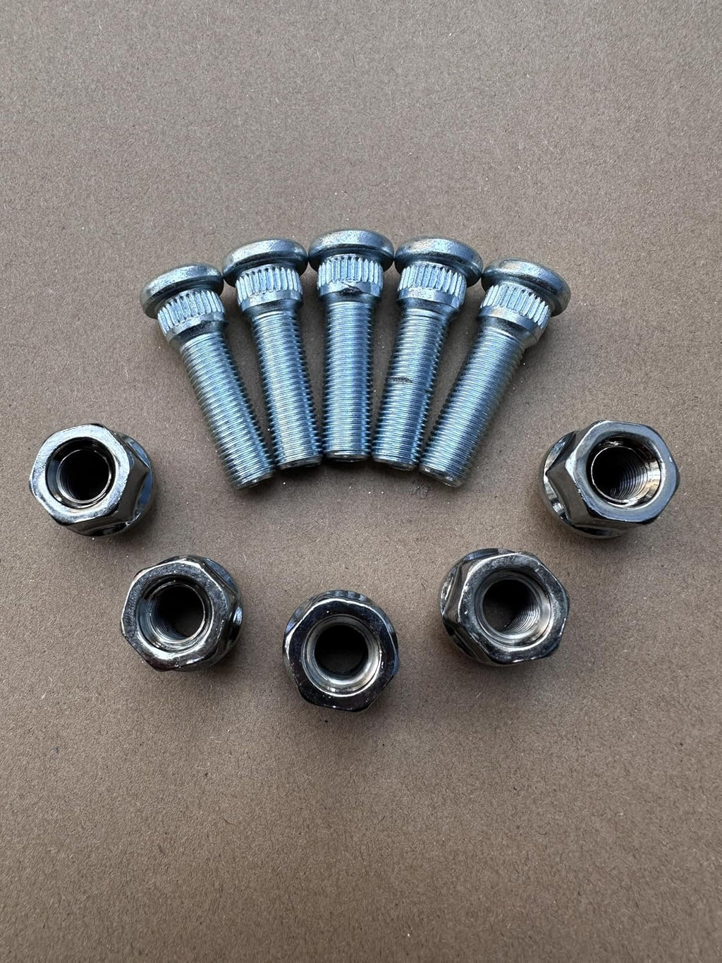 10PCS Serrated Wheel Stud Bolts 7/16-20 Thread 0.557 in. Knurl 1.71 in UHL Length with Lug Nuts Replacement for 610-156