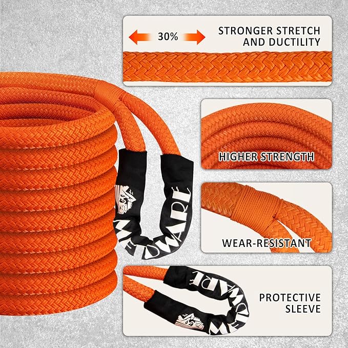 METOWARE Kinetic Recovery Rope 35, 000 LBS Heavy Duty Offroad Recovery - Image 2