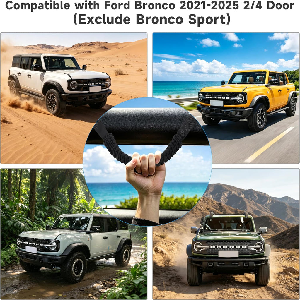 Amooca 4-Pack Paracord Grab Handles for Ford Bronco 2021-2025 (2-Door/4-Door) Interior Roll Bar Assist Handles (Exclude Bronco Sport) Black