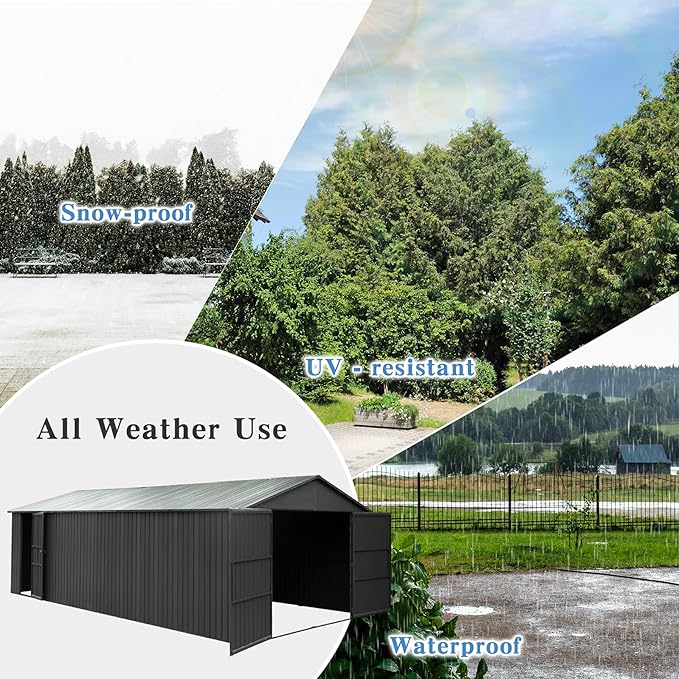 Domi 12x25FT Outdoor Metal Garage Shed, Extra Large Carport - Image 6