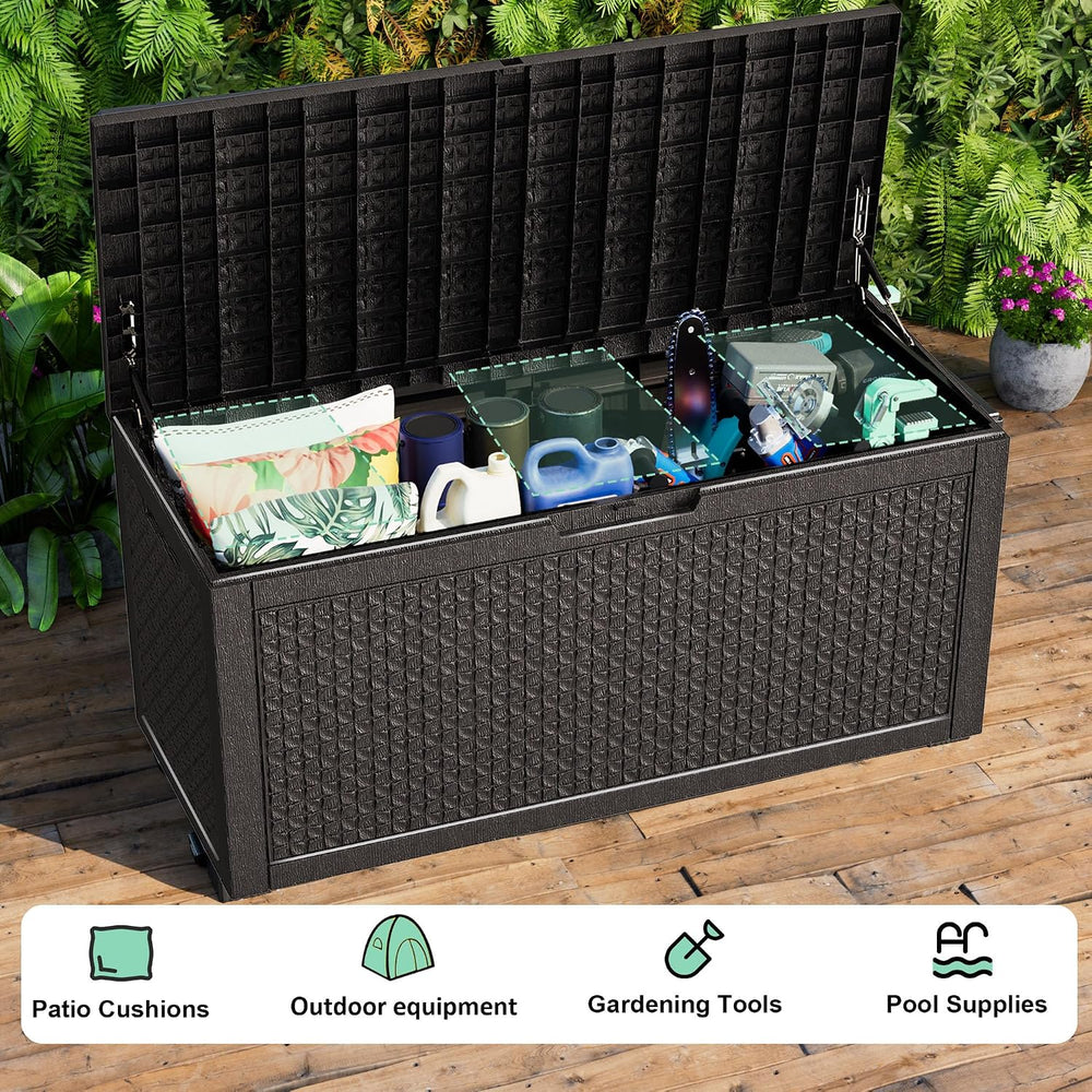 EasyUp 121 Gallon Outdoor Storage Box Waterproof, UV Resistant Resin Deck Box...