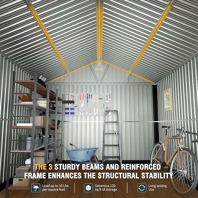 10x12 Ft Outdoor Storage Shed, Extra Large Metal Shed - Image 3
