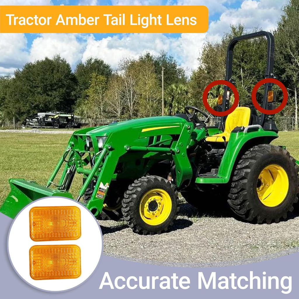 Replacement Amber Tail Light Lens LVU18745 Fits John Deere 1023E 1025R 1026R 2025R 2027R 2032R 2038R 2305 2320 2520 Tractor (Set of 2)