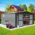 Domi Outdoor Storage Shed 11' x 12.5', Metal Sheds Steel Utility Tool Storage by domioutdoorliving