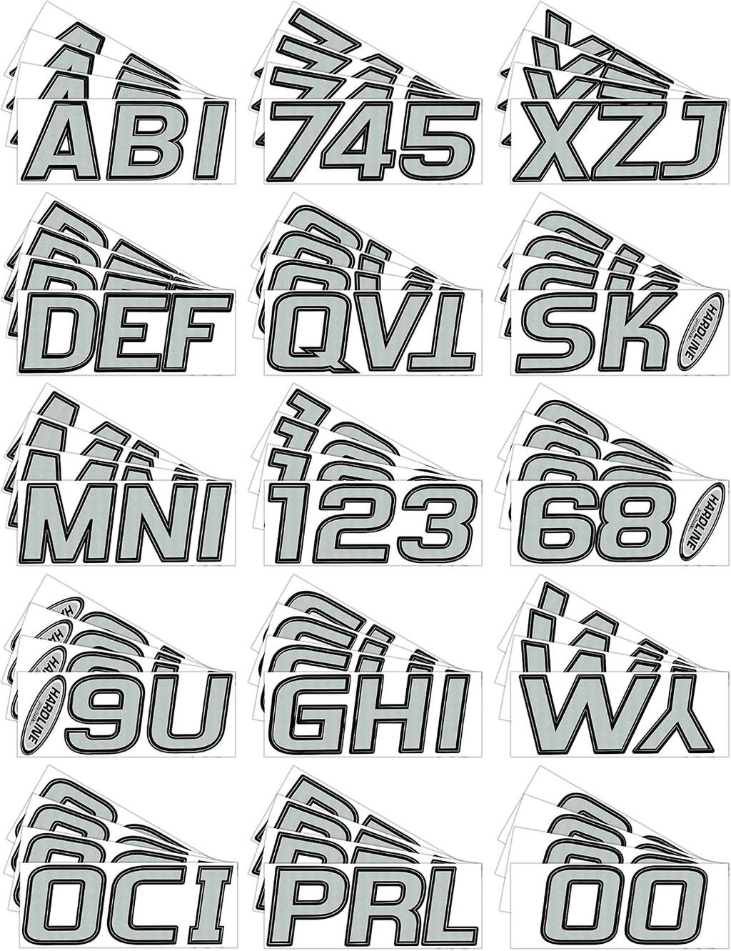 Hardline Products USA Series 700 Boat Registration Numbers & Letters Kit -Silver/Black – 3-Inch USCG Compliant Marine Vinyl Decals – UV, Fuel & Scratch Resistant – Complete Set for Hull Registration