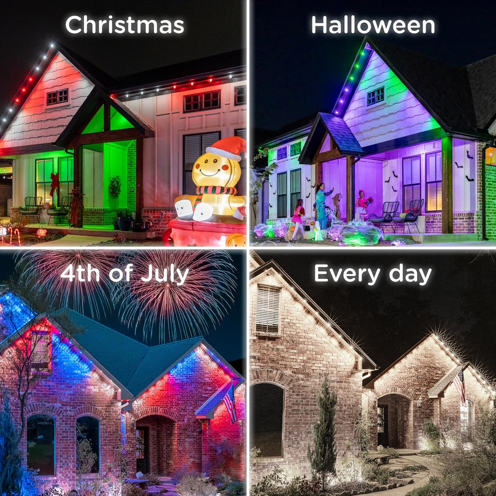 enbrighten eternity permanent outdoor lights, 100ft, 72 lights shown in use