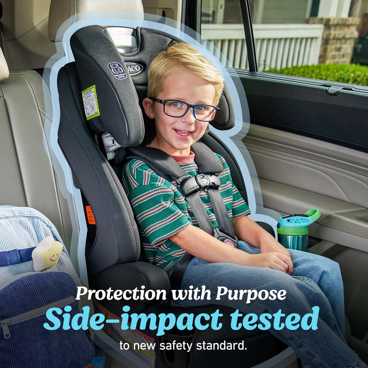 graco tranzitions 3-in-1 harness booster car seat, proof, side view
