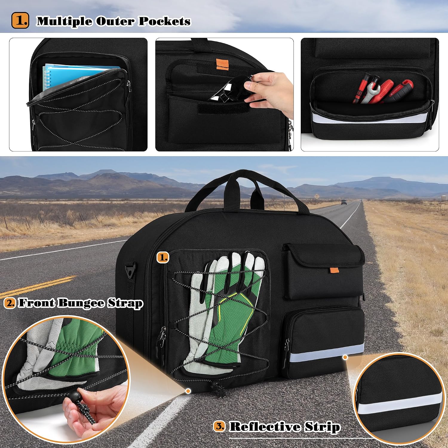 HODRANT Motorcycle Tour Pack Organizer, Tour Pack Liner Bag Compatible with Harley Davidson Street Glide Electra Glide Road King Road Glide, Travel Luggage Liner Bag for Motorcycle Trunk, Bag Only